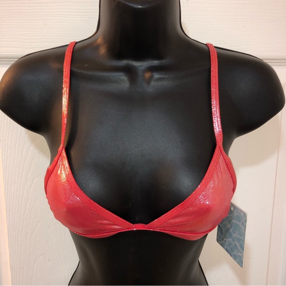 NWT Forever 21 Shimmer Bikini Top w/padding Red - Picture 4 of 9